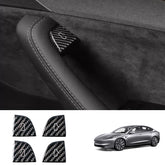 Real Carbon Fiber Window Switch Button Cover Sticker 4 PCS For Tesla Model 3 Highland 2024+ / Model Y Juniper 2025+